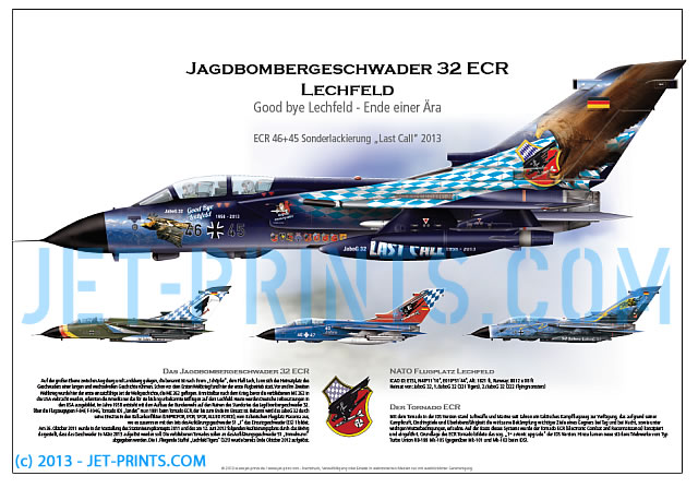 FBW 32 Tornaso ECR 46+45 "LAST CALL" special print with 30, 40 and 50 years anniversary jets