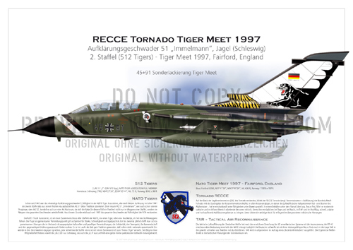 2nd Squadron Tactical Recce Wing (TRW) 51 Schleswig - Tornado RECCE 45+91 Tiger Meet 1997 Fairford