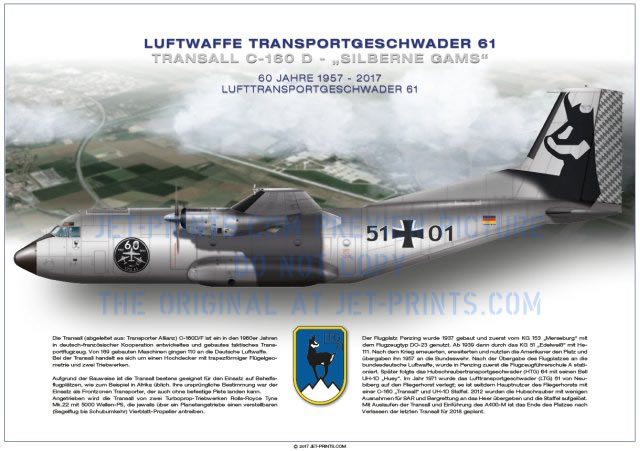Lufttransportgeschwader 61 Transall 51+01, "60 Jahre LTG 61 - Silberne Gams"
