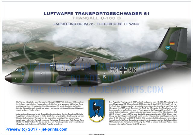 Lufttransportgeschwader 61 Transall 50+96, Norm 72 Tarnbemalung