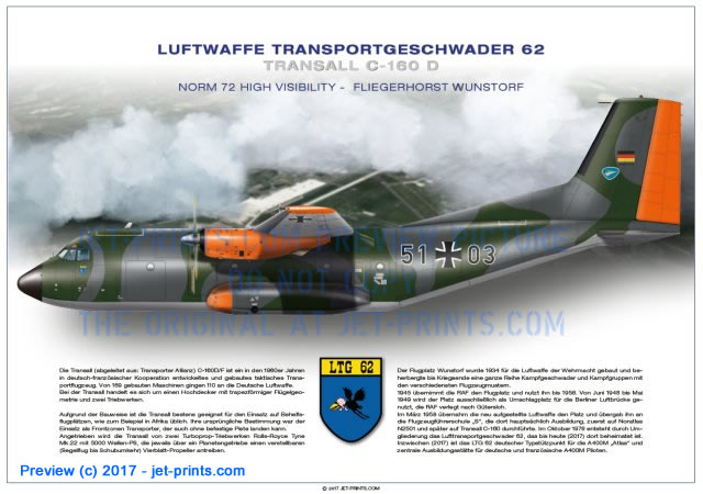 Lufttransportgeschwader 62 Transall 51+03, Norm 72 high visibility Bemalung